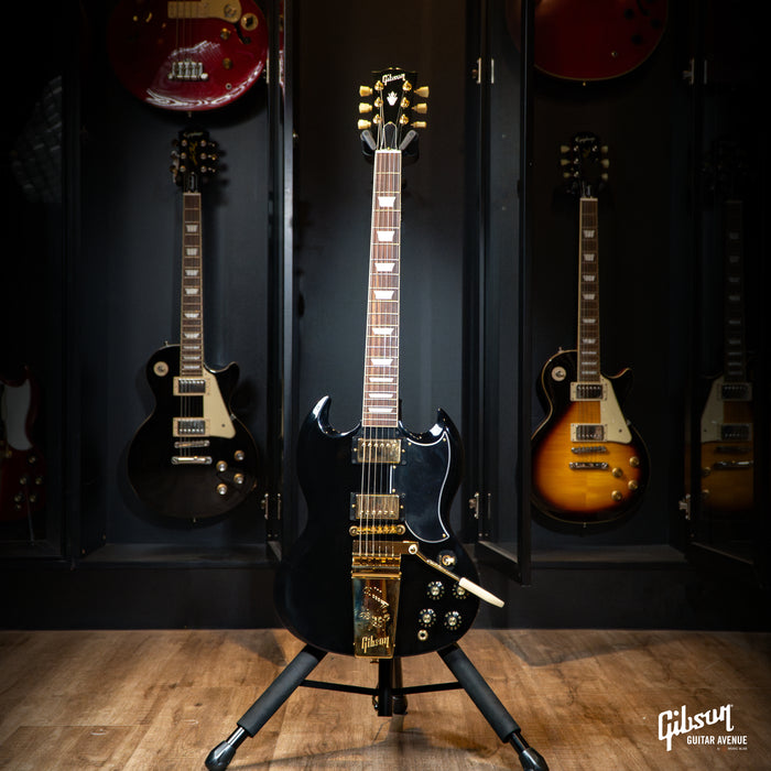 GIBSON USA LIMITED SG STANDARD '61 MAESTRO VIBROLA T-TYPE ELECTRIC GUITAR - EBONY WITH GOLD HARDWARE