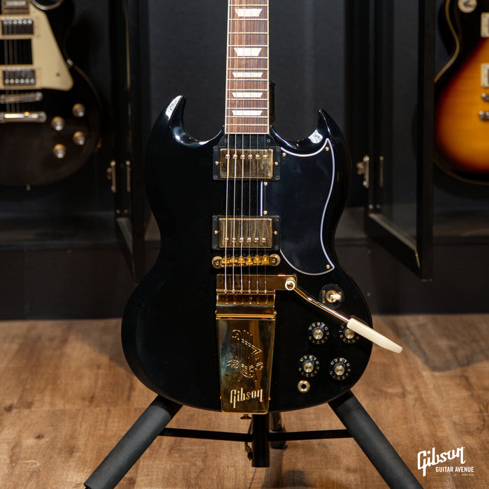 GIBSON USA LIMITED SG STANDARD '61 MAESTRO VIBROLA T-TYPE ELECTRIC GUITAR - EBONY WITH GOLD HARDWARE