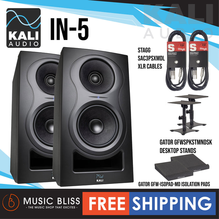 Kali Audio IN-5 5-inch Powered Studio Monitor with FREE Isolation Pads and Cables - Pair (IN5) - Music Bliss Malaysia