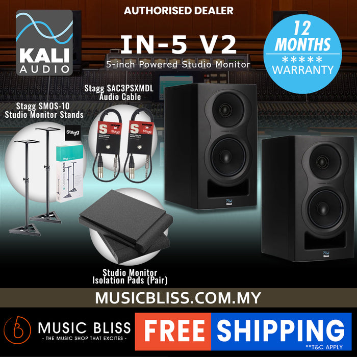 Kali Audio IN-5 V2 5" Powered Studio Monitor with FREE Isolation Pads and Cables - Pair
