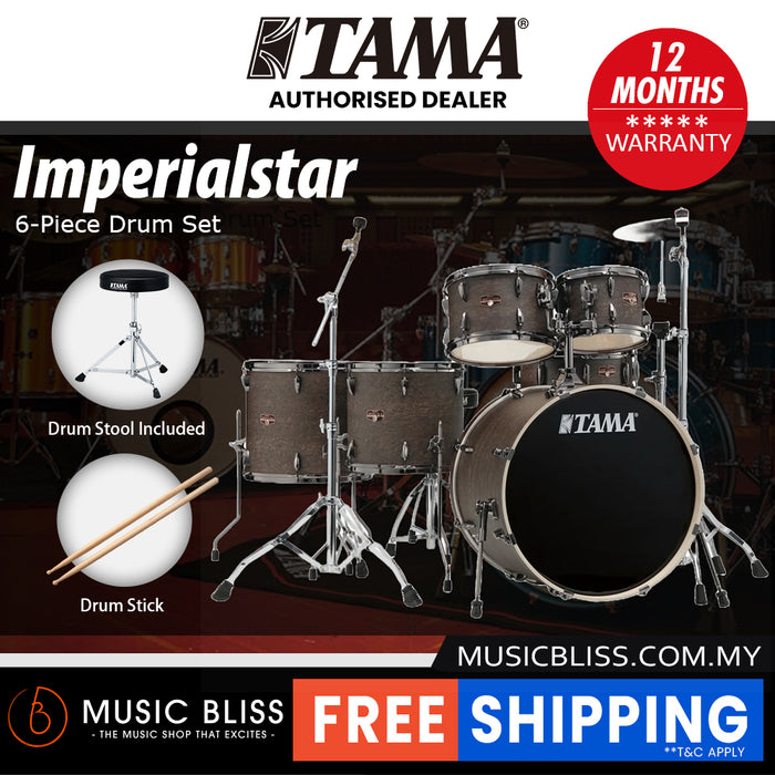 Tama Imperialstar Drum Set - 6-piece - 22 Inch Bass Drum - Walnut Burl Wrap