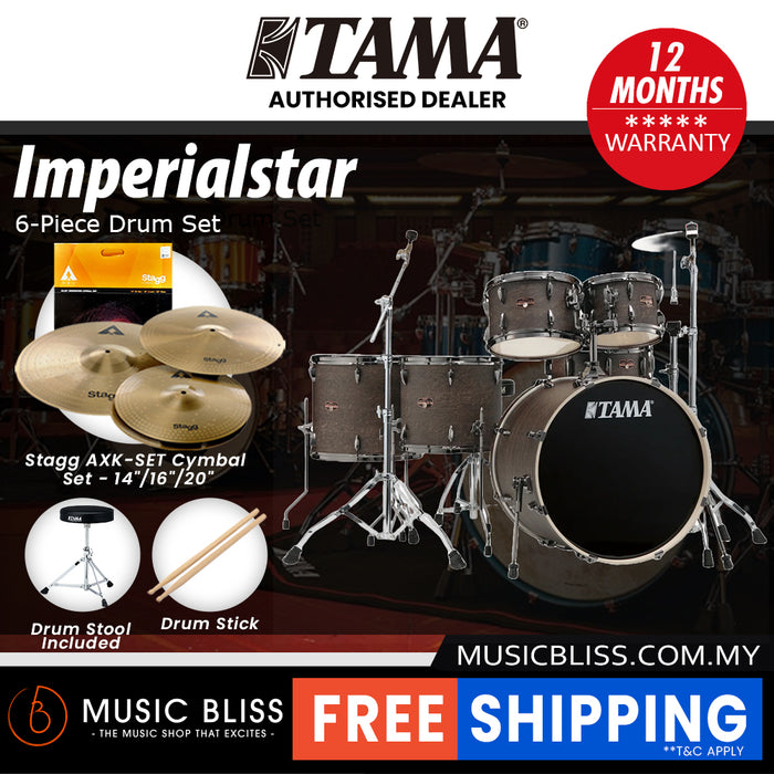 Tama Imperialstar Drum Set - 6-piece - 22 Inch Bass Drum - Walnut Burl Wrap