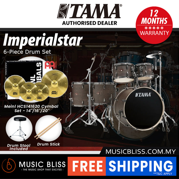 Tama Imperialstar Drum Set - 6-piece - 22 Inch Bass Drum - Walnut Burl Wrap