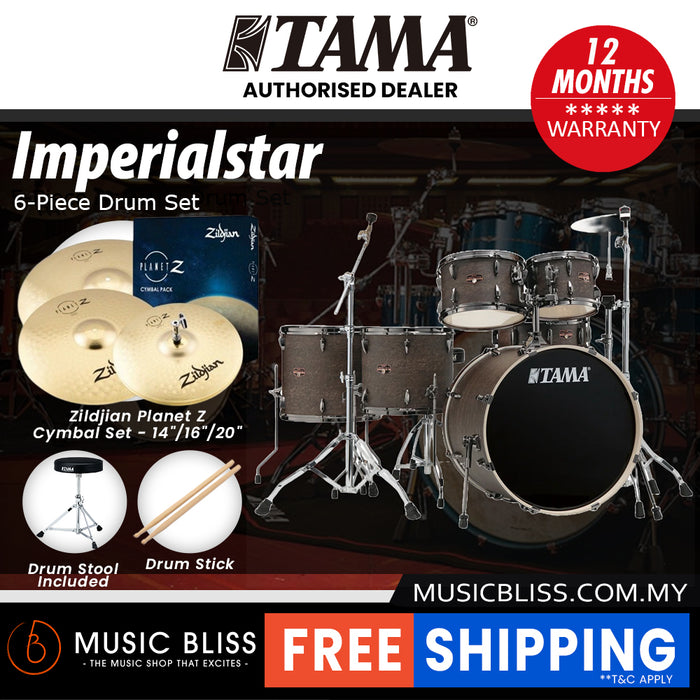 Tama Imperialstar Drum Set - 6-piece - 22 Inch Bass Drum - Walnut Burl Wrap