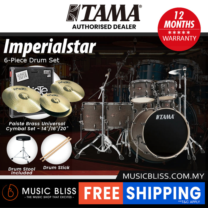 Tama Imperialstar Drum Set - 6-piece - 22 Inch Bass Drum - Walnut Burl Wrap