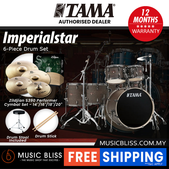 Tama Imperialstar Drum Set - 6-piece - 22 Inch Bass Drum - Walnut Burl Wrap
