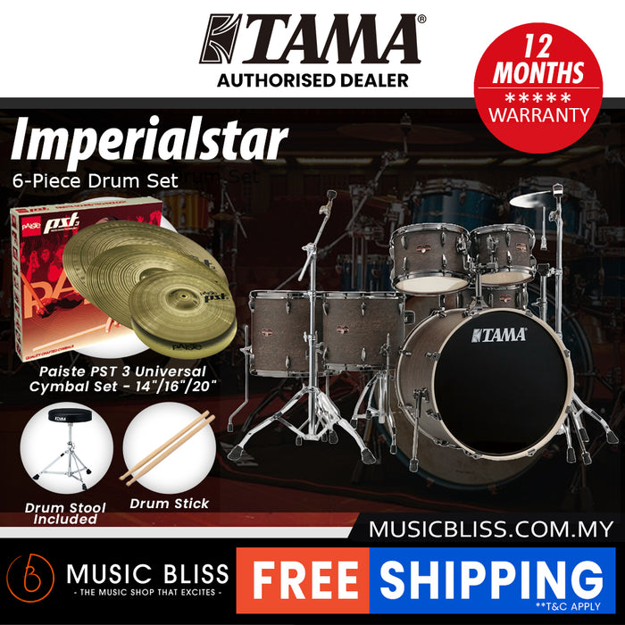 Tama Imperialstar Drum Set - 6-piece - 22 Inch Bass Drum - Walnut Burl Wrap