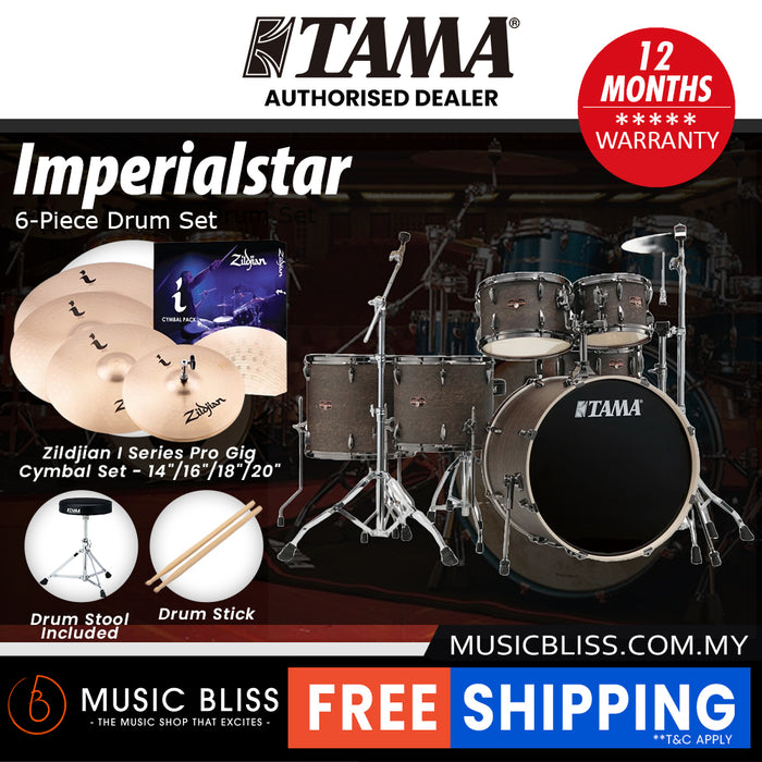Tama Imperialstar Drum Set - 6-piece - 22 Inch Bass Drum - Walnut Burl Wrap
