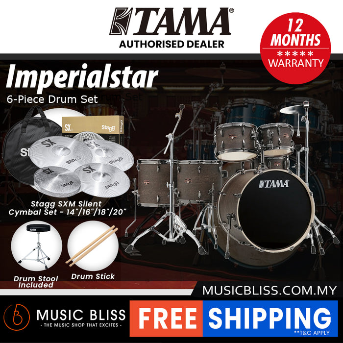 Tama Imperialstar Drum Set - 6-piece - 22 Inch Bass Drum - Walnut Burl Wrap