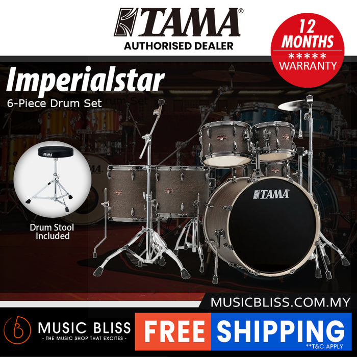 Tama Imperialstar Drum Set - 6-piece - 22 Inch Bass Drum - Walnut Burl Wrap