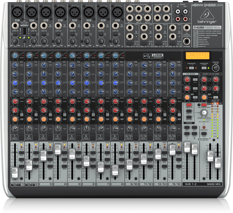 Behringer XENYX QX2222USB Mixer with USB and Effects