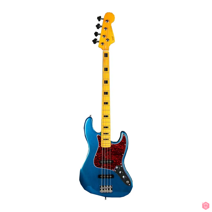 SQOE JB4BS 4-Strings Jazz Bass Guitar, Maple Fretboard - Blue