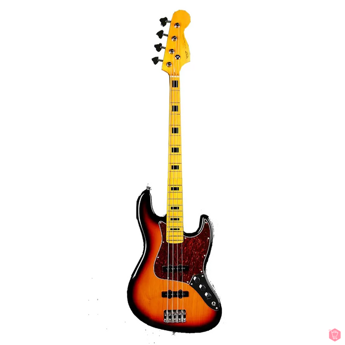 SQOE JB4BS 4-Strings Jazz Bass Guitar, Maple Fretboard - Sunburst
