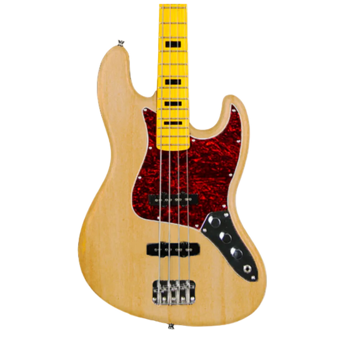 SQOE JB4BS 4-Strings Jazz Bass Guitar, Maple Fretboard - Natural