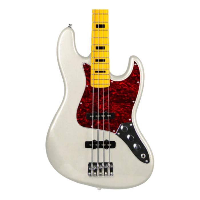 SQOE JB4BS 4-Strings Jazz Bass Guitar, Maple Fretboard - White