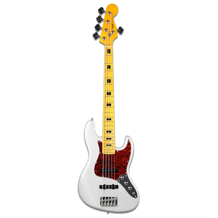 SQOE JB5BS300-SV 5-string Electric Bass Guitar with Maple Fingerboard - Silver