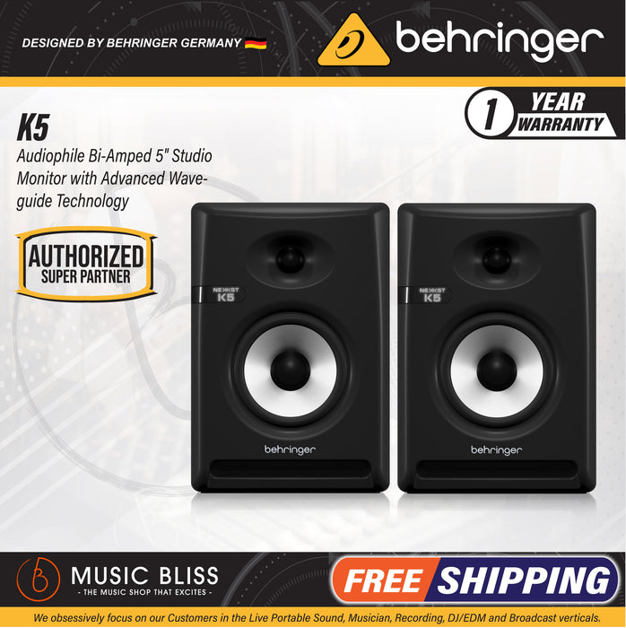 Behringer Nekkst K5 5" Powered Studio Monitor - Pair - Music Bliss Malaysia