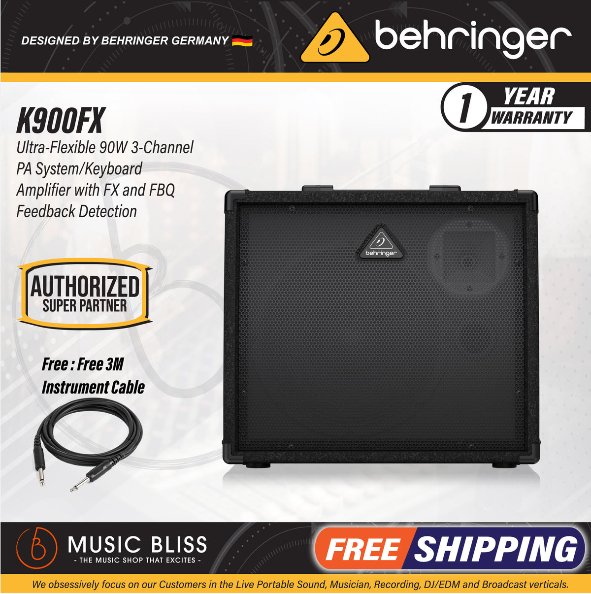 Behringer Ultratone K900FX 90-Watt Keyboard Amplifier | Music 
