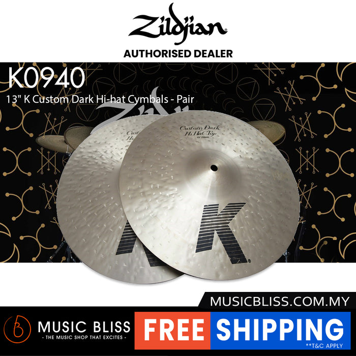 Zildjian 13" K Custom Dark Hi-hat Cymbals - Pair