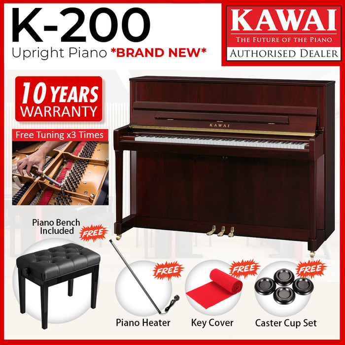 Kawai K-200 Professional Acoustic Upright Piano - Mahogany Polish