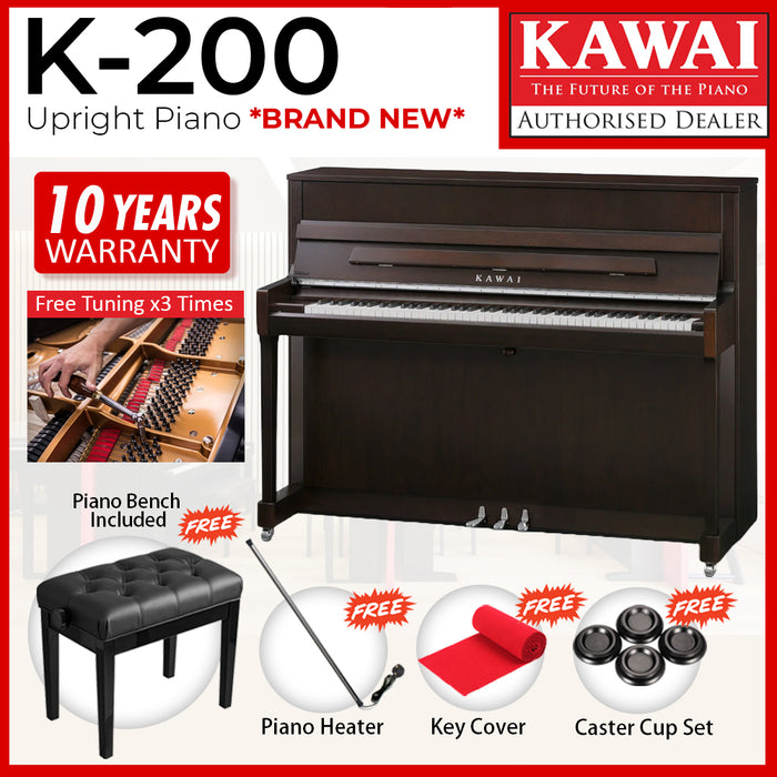 Kawai K-200 Professional Acoustic Upright Piano - Mahogany Satin