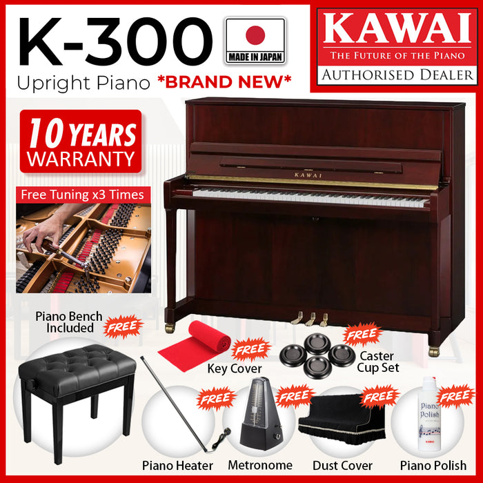 [Brand New] (Exam Model) Kawai K-300 [Made In Japan] Professional Acoustic Upright Piano - Mahogany Polish *122CM Acoustic Exam Model Piano*
