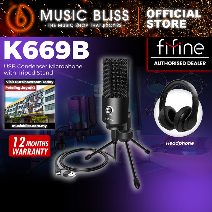 FIFINE K669B USB Microphone, Metal Condenser Recording Microphone for MAC or Windows, Studio Recordings, Voice Overs, Streaming Broadcast and YouTube Videos, Zoom, Google Meet, Skype Online Meetings & Online Calls