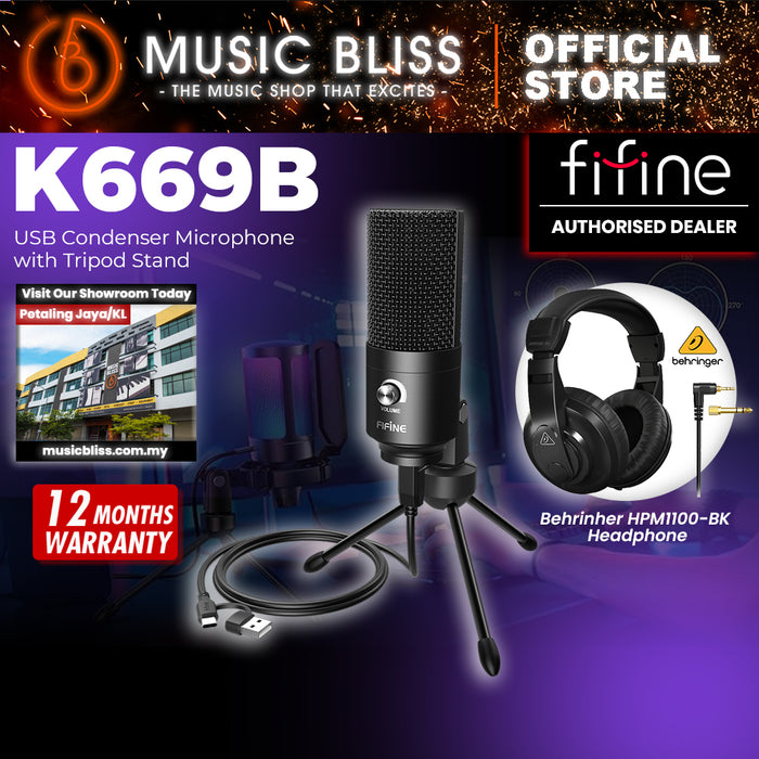 FIFINE K669B USB Microphone, Metal Condenser Recording Microphone for MAC or Windows, Studio Recordings, Voice Overs, Streaming Broadcast and YouTube Videos, Zoom, Google Meet, Skype Online Meetings & Online Calls