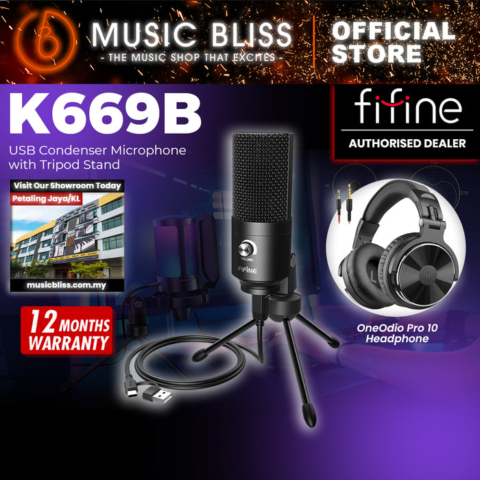 FIFINE K669B USB Microphone, Metal Condenser Recording Microphone for MAC or Windows, Studio Recordings, Voice Overs, Streaming Broadcast and YouTube Videos, Zoom, Google Meet, Skype Online Meetings & Online Calls