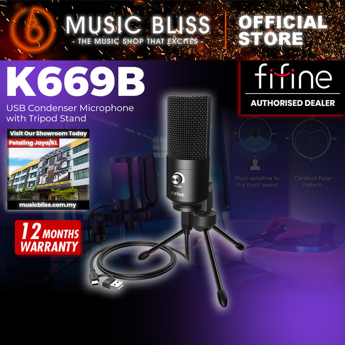 FIFINE K669B USB Microphone, Metal Condenser Recording Microphone for MAC or Windows, Studio Recordings, Voice Overs, Streaming Broadcast and YouTube Videos, Zoom, Google Meet, Skype Online Meetings & Online Calls