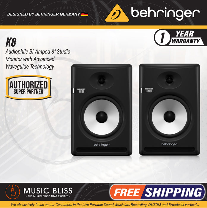 Behringer Nekkst K8 8" Powered Studio Monitor - Pair - Music Bliss Malaysia