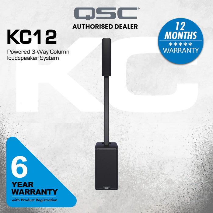 QSC KC12 3000W Active 3-Way Portable Column-Array PA System with Subwoofer - Black