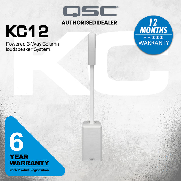 QSC KC12 3000W Active 3-Way Column Loudspeaker System - White