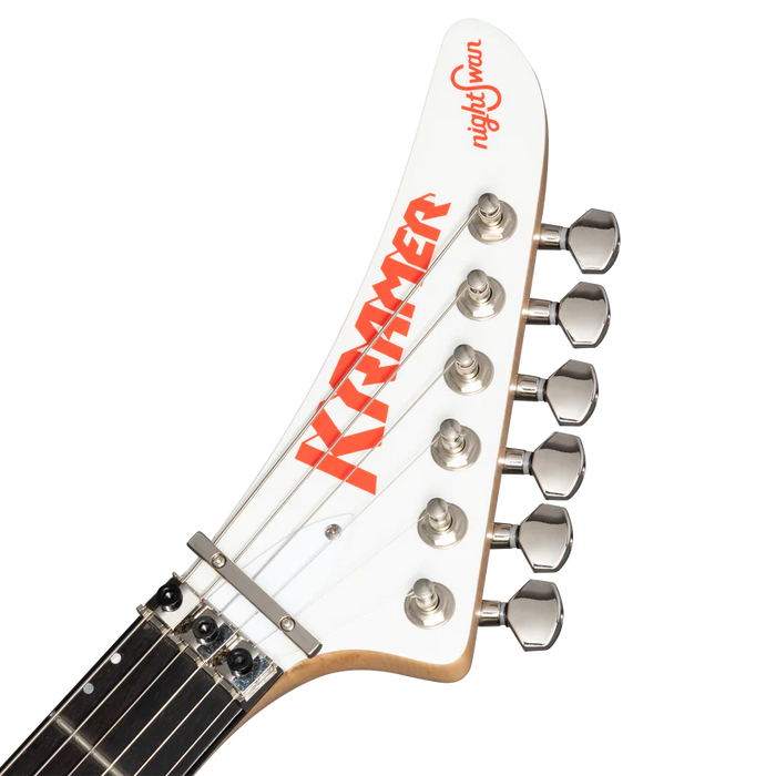 Kramer NightSwan Pixel Hearts Electric Guitar with Premium Gig Bag - Pearl White with Hearts