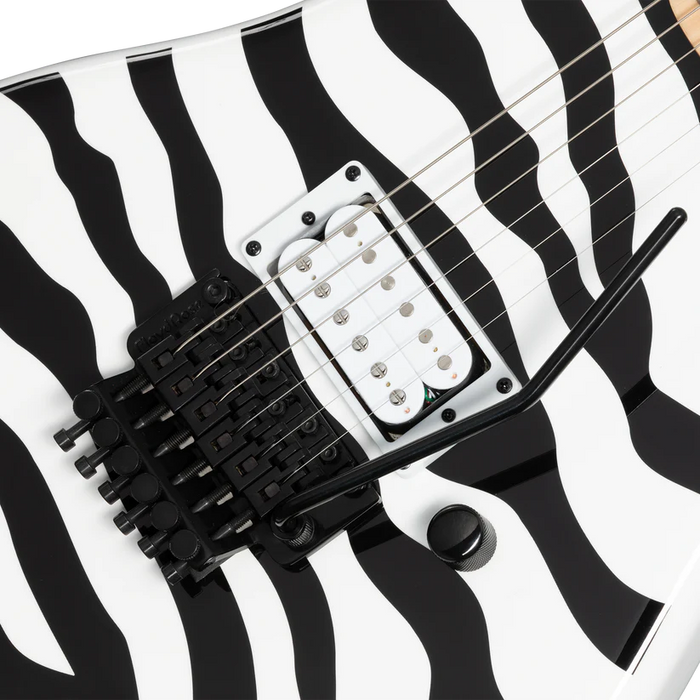 Kramer Pacer Wild Zebra Electric Guitar with Premium Gig Bag - Alpine White with Black Stripes