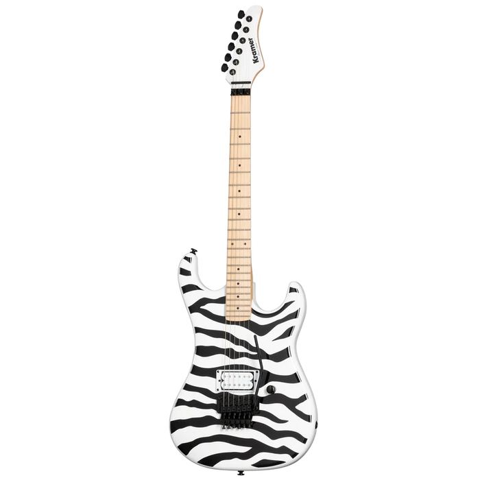 Kramer Pacer Wild Zebra Electric Guitar with Premium Gig Bag - Alpine White with Black Stripes