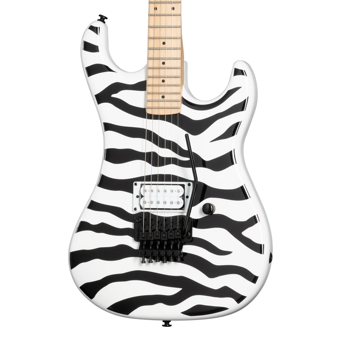Kramer Pacer Wild Zebra Electric Guitar with Premium Gig Bag - Alpine White with Black Stripes
