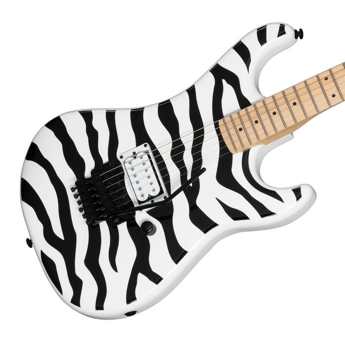 Kramer Pacer Wild Zebra Electric Guitar with Premium Gig Bag - Alpine White with Black Stripes