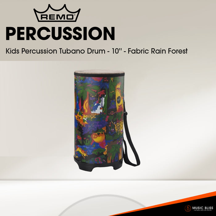 Remo Kids Percussion Tubano Drum - 10'' - Fabric Rain Forest