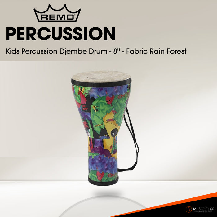 Remo Kids Percussion Djembe Drum - 8'' - Fabric Rain Forest