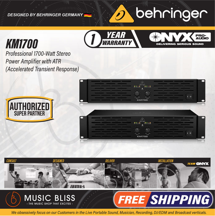 Behringer KM1700 1700-watt 2-channel Power Amplifier - Music Bliss Malaysia