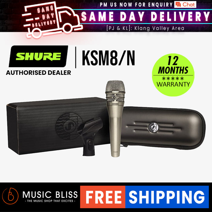 Shure KSM8/N Dualdyne Cardioid Handheld Dynamic Microphone - Nickel - Music Bliss Malaysia