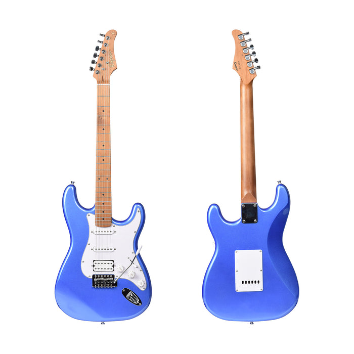 Kaysen KST210-H-BL Budget Beginner Electric Guitar - HSS Strat Style Blue for Rock Kapak