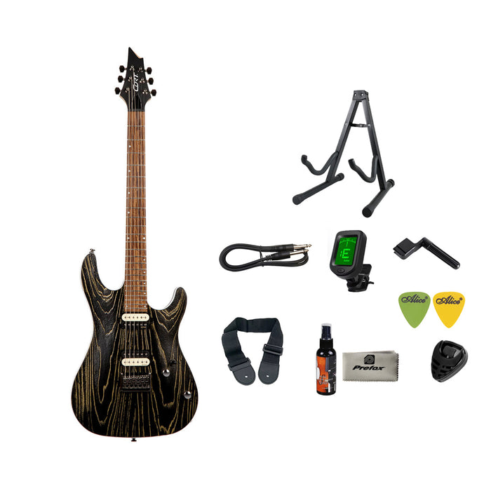 Cort KX300 Etched Electric Guitar with Bag - Etched Black Gold