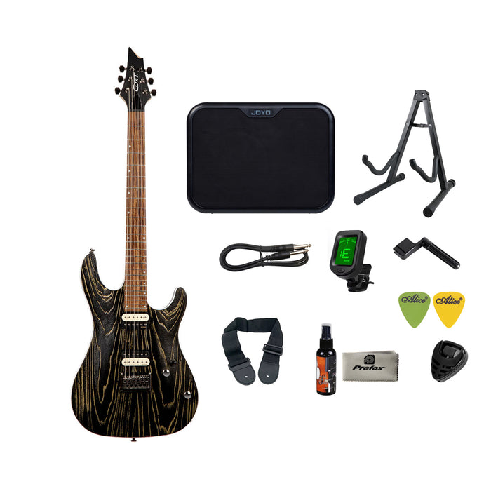 Cort KX300 Etched Electric Guitar with Bag - Etched Black Gold