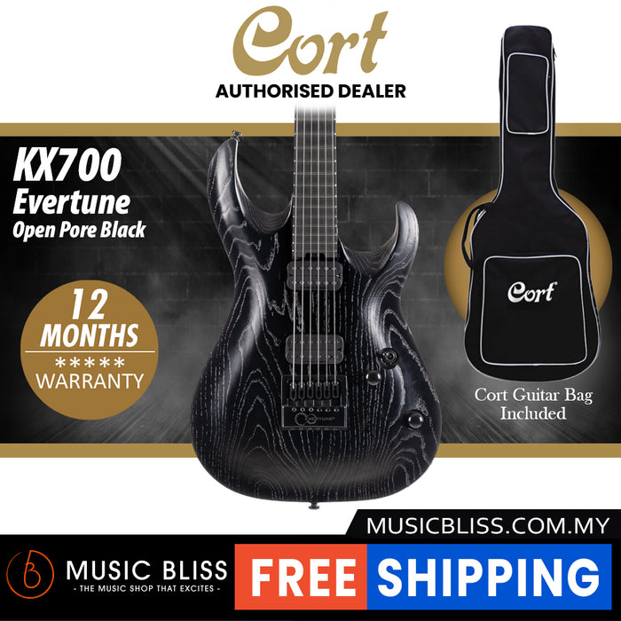 Cort KX700 EverTune Electric Guitar with Bag - Open Pore Black