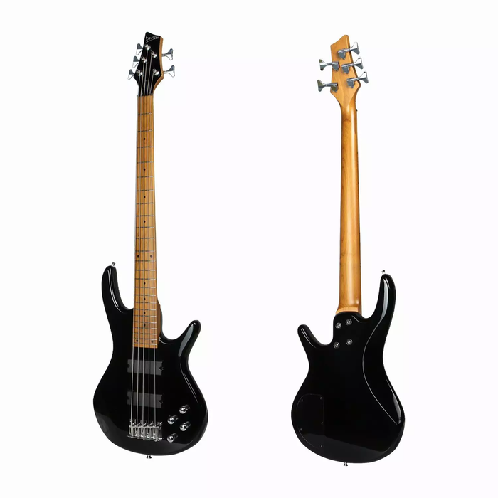 Deviser L-B3-5-BK Budget Beginner Electric Bass Guitar – 5-String Black for Rock Kapak