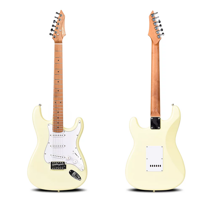 Deviser L-G2S-YL Budget Beginner Electric Guitar – HSS Strat Style Yellow for Rock Kapak