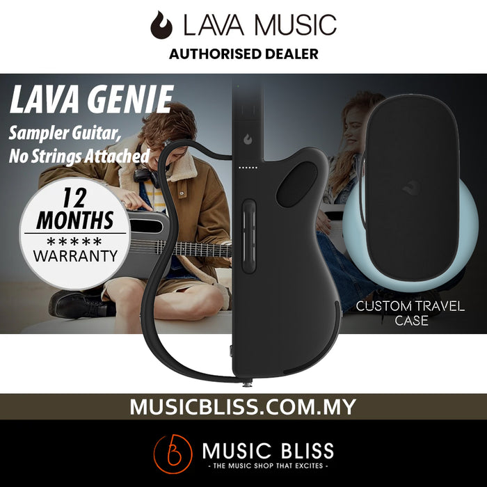 LAVA GENIE Sampler Guitar, No Strings Attached, Hundreds of Instrument Presets, Onboard Speaker, Foldable, Detachable - Black