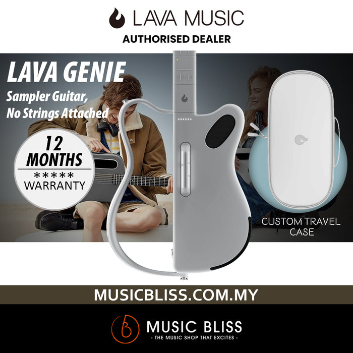 LAVA GENIE Sampler Guitar, No Strings Attached, Hundreds of Instrument Presets, Onboard Speaker, Foldable, Detachable - White